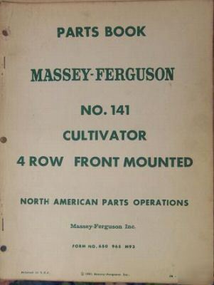 Massey ferguson 50, 65 tractors mtd. cultivators manual