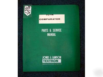 Jones & lamson parts/service manual for tc-14 compator