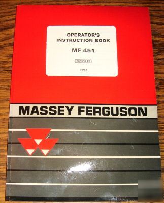 Massey ferguson 451 tractor operator's manual book