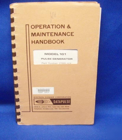Systron donner model 101 operation & maintenance manual