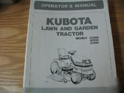 Kubota G2000 G1900 G1800 lawn tractor operators manual