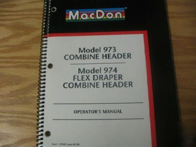 Macdon 973 974 combine header operators manual