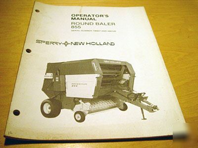 New holland 855 round hay baler operator's manual nh