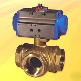 Pneumatic actuated brass 3 way ball valve 2