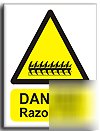 Danger razor wire sign-adh.vinyl-200X250MM(wa-069-ae)