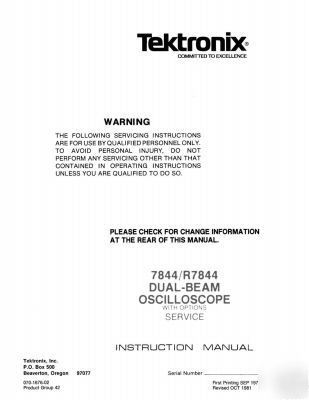 Tek tektronix 7844 R7844 operation & service manual