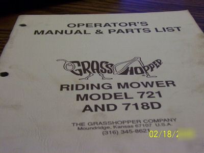 Grasshopper riding mower #721 manual & parts list