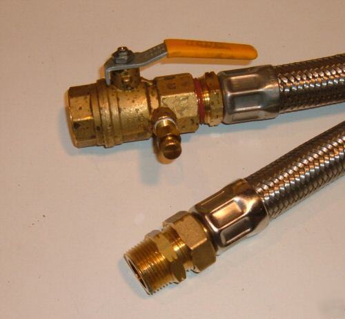 4 stainless refrigerant hose assy w/brass valves/coupl