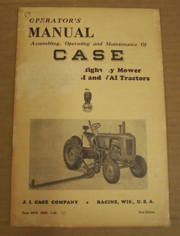 Case 1946 mower owner's manual