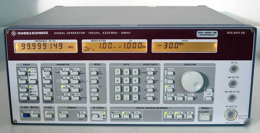 Rohde & schwarz SMHU58 rf-signal generator w/manual