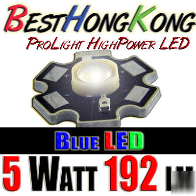 High power led set of 1000 prolight 5W blue 192 lumen