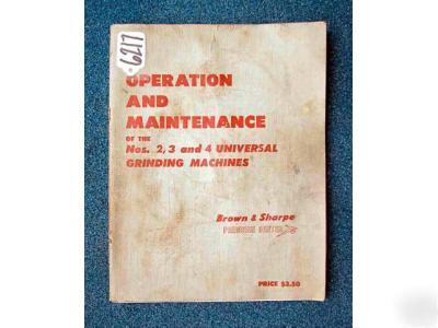 Brown & sharpe operation maintenance manual for #2,3,4