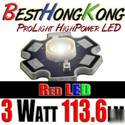 High power led set of 10 prolight 3W red 113.6 lumen