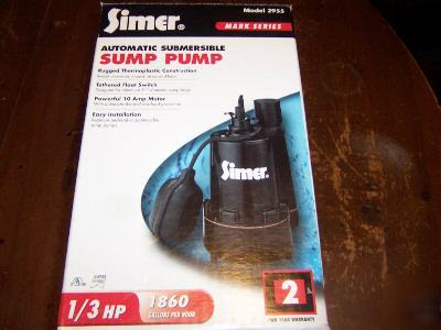 New simer pump automatic model 1860 1/3 hp- sump ** *