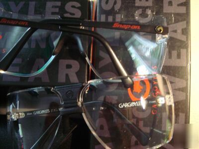 New snap-on gargoyles clear / black safety glasses 