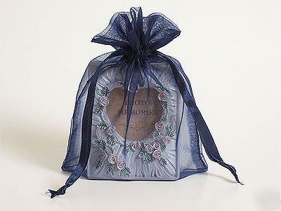 20 pcs 3X4 navy blue organza fabric bags for gift party