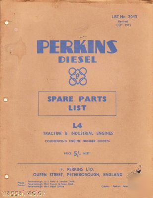 Perkins L4 engine spare parts book catalog