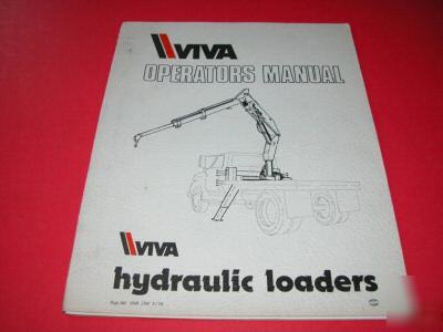 1978 viva hydraulic loader crane operators manual