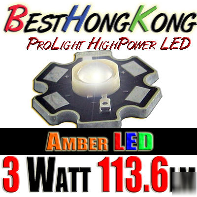 High power led set of 500 prolight 3W amber 113.6LM