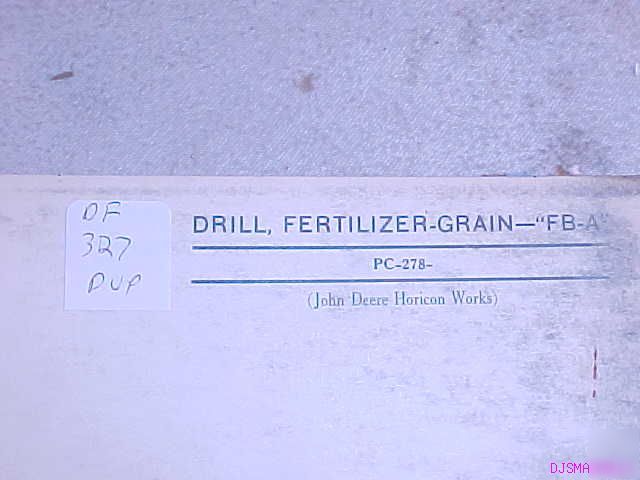 John deere fb a fertilizer grain drill parts catalog