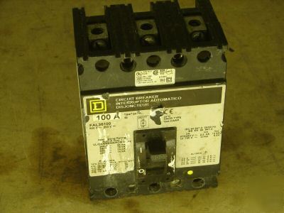 Square d circuit breaker 100A FAL36100 600V 3 pole fal