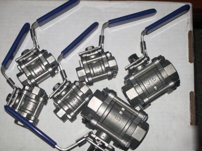 (6) stainless steel ball valves 316 3 piece 1000 wog