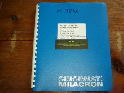 Cincinnati 261 361 rotary surface grinder service book