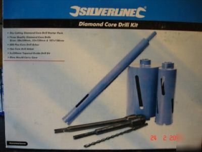 New diamond core drill set as in box (1 drill used)