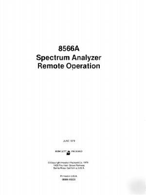 Agilent hp 8566A remote operation manual