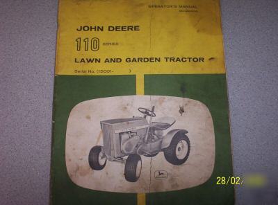 John deere model 110 series lawn tractor ops manual