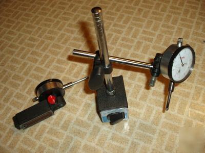 Standard magnetic base and mighty mag two dial calipers