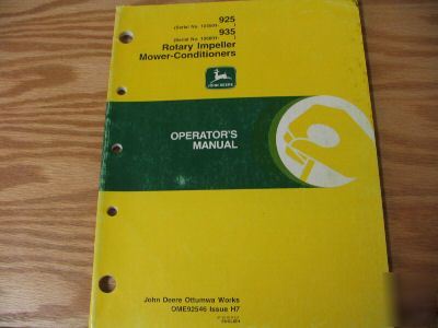 John deere 925 935 rotary impeller operators manual