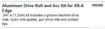 Miller 195200 aluminum drive roll & accy kit xr-a edge