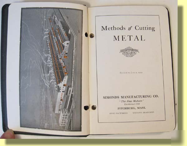 1920 bk methods of cutting metal simonds manf. co. 
