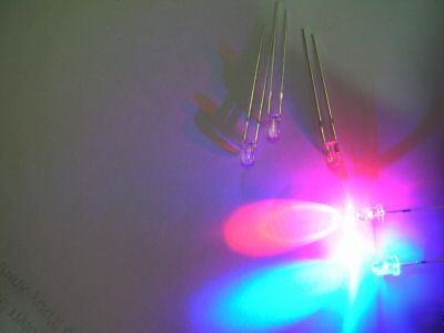 100X 3MM red / blue flash change water clear led ,RB3