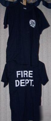 New fire dept t-shirt navy large * 