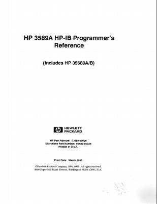 Agilent hp 3589A 35689A 35689B hpib gpib program manual