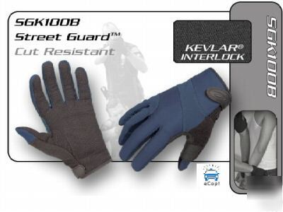 Hatch street guard blue kevlar police search gloves xl