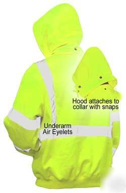 Hi-viz hooded sweatshirt - class iii lime green -3XLG