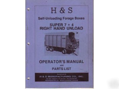 H&s super right hand forage box operator's manual