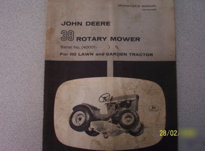 John deere # 38 deck for 110 l&g tractor ops manual