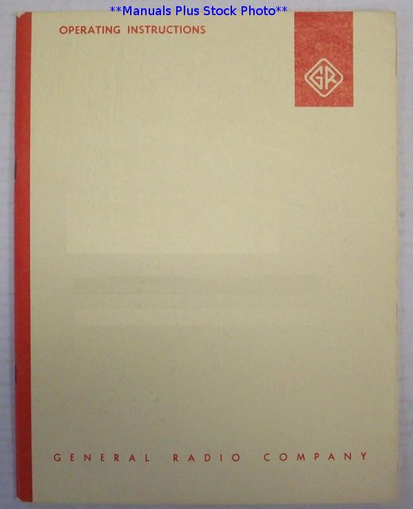 General radio gr w-20 operating manual - $5 shipping 