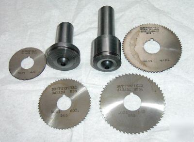 New 4 milling cutters 2 used milling arbors