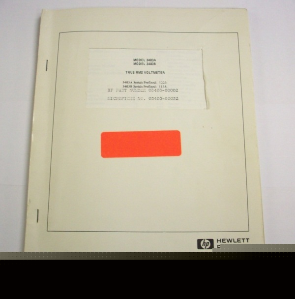 Hp 3403A / b rms voltmeter operating and service manual