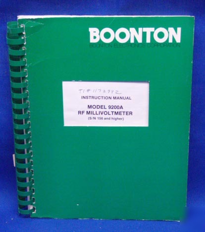 Boonton 9200A rf millivoltmeter manual w/ schematics