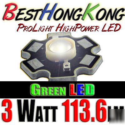 High power led set of 1000 prolight 3W green 113.6LM