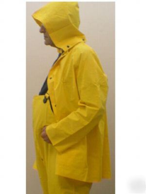 Hooded yellow rain suit with bib overall size 2X