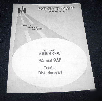 Ih intl harvester tractor disk harrows 9A 9AF