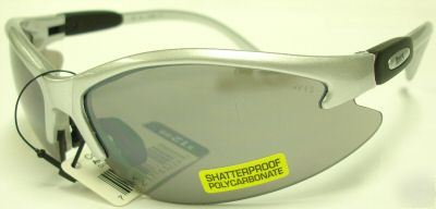Cougar safety glasses silver frame smoke mirror lens
