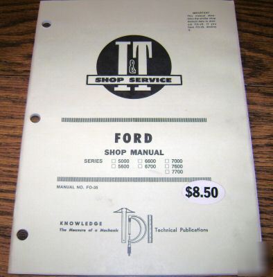 Ford 5000 thru 7700 tractor i&t shop service manual